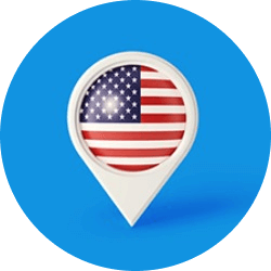 Locator pin with American flag in the center